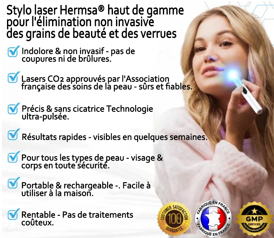 Hermsa® Stylo laser haut de gamme non invasif pour l'élimination des grains de beauté et des verrues